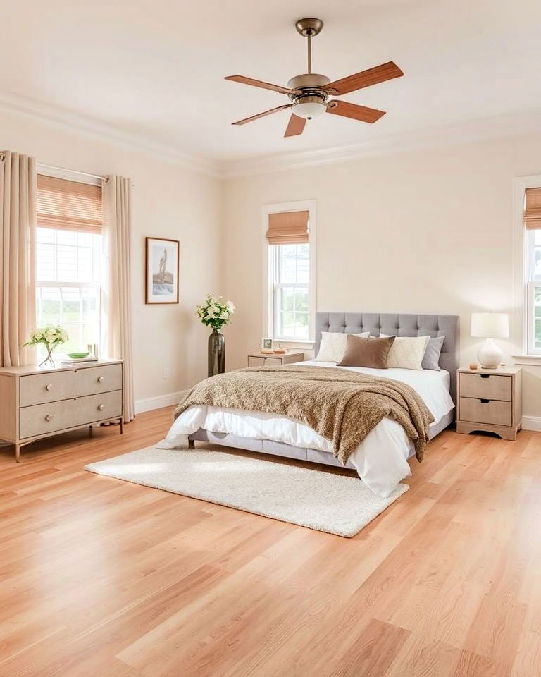 beige vinyl flooring bedroom design - 15 Vinyl Flooring Bedroom Ideas