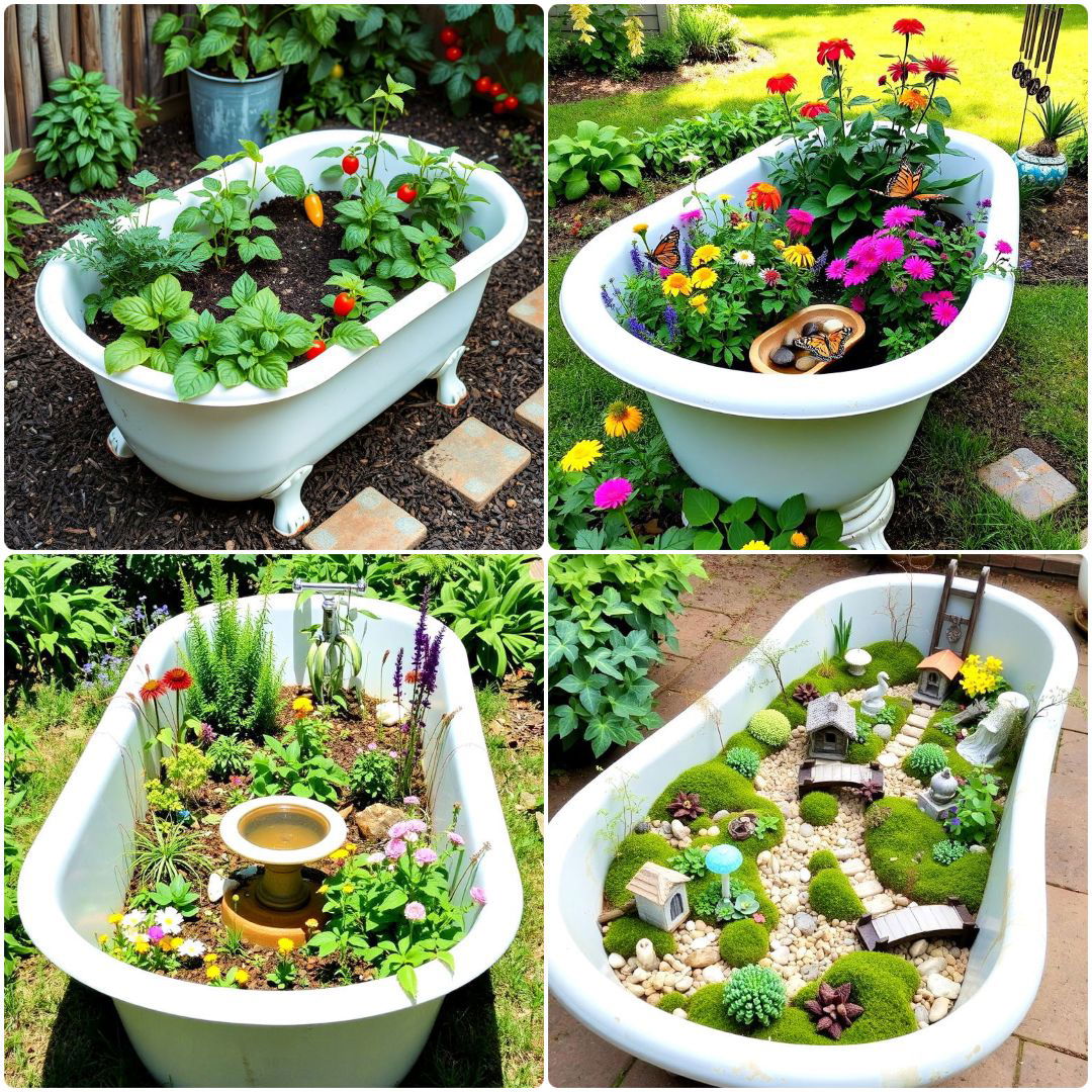 best backyard old bathtub garden ideas