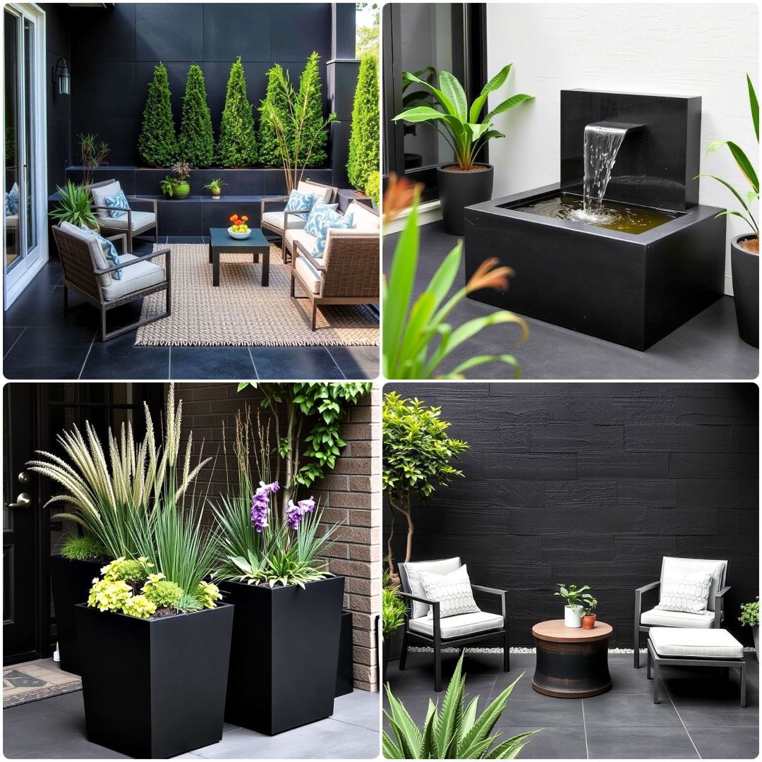 20 Black Concrete Patio Ideas for Sleek Modern Outdoor Spaces