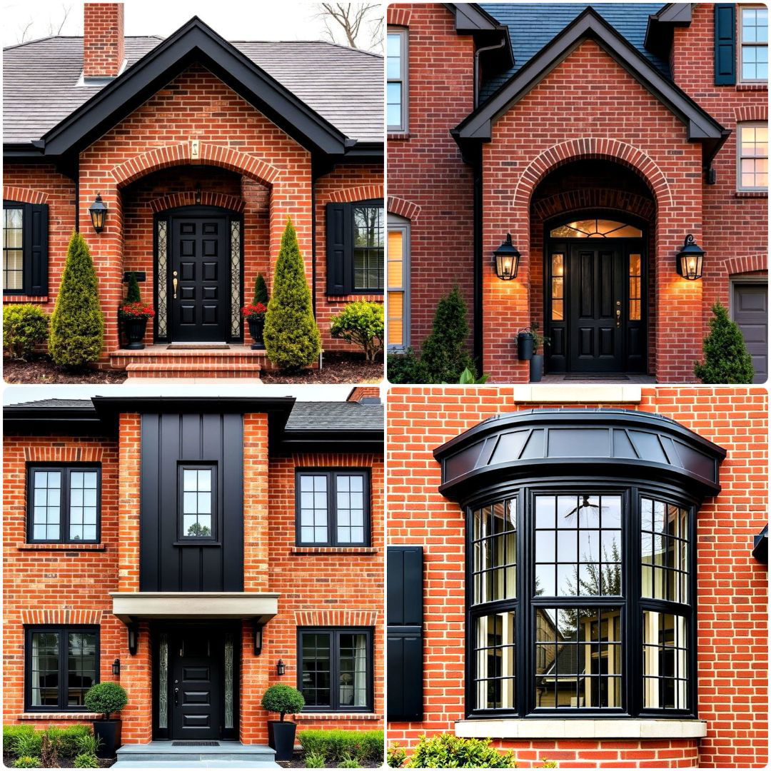 best red brick house with black trim design ideas