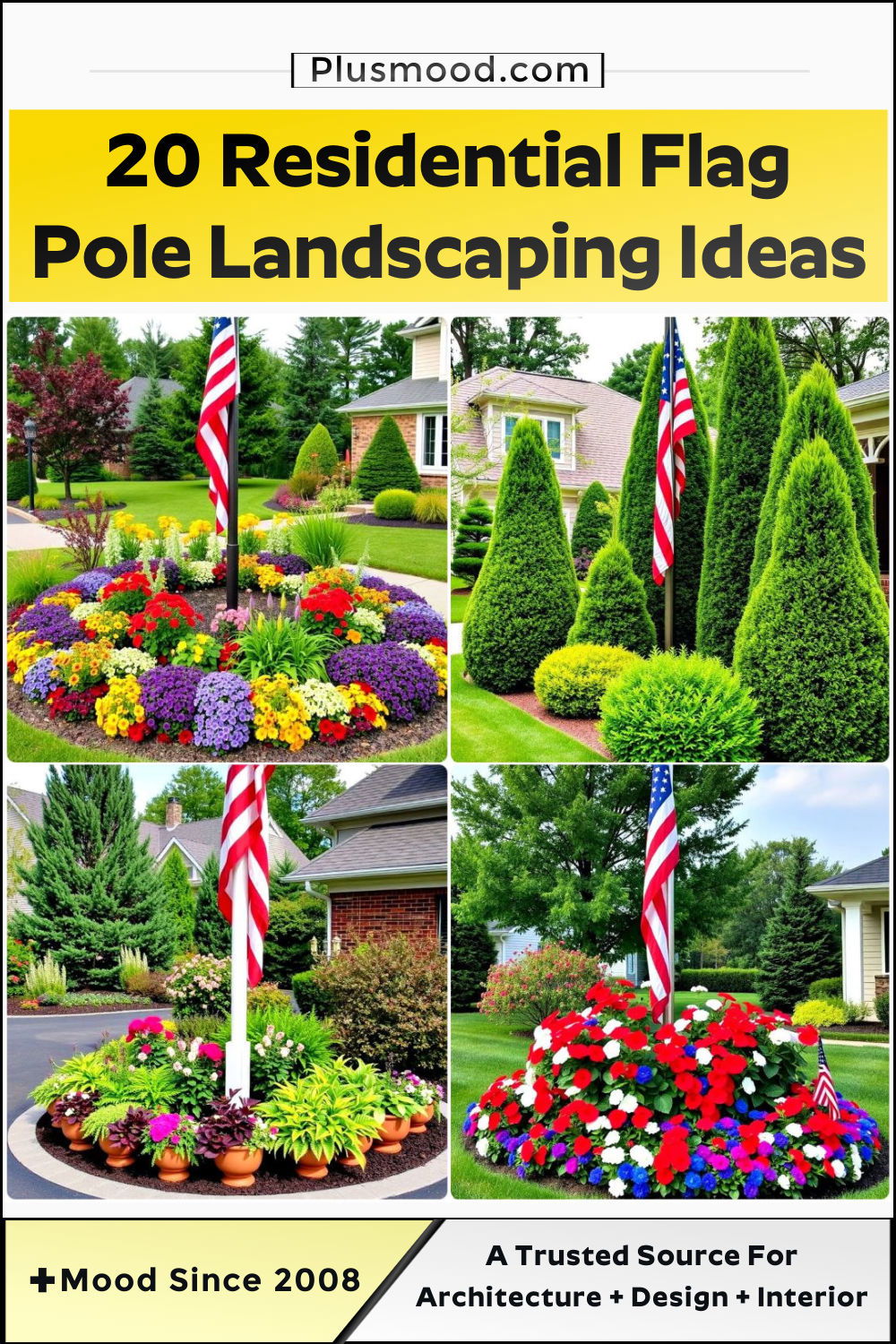 best residential flag pole landscaping ideas