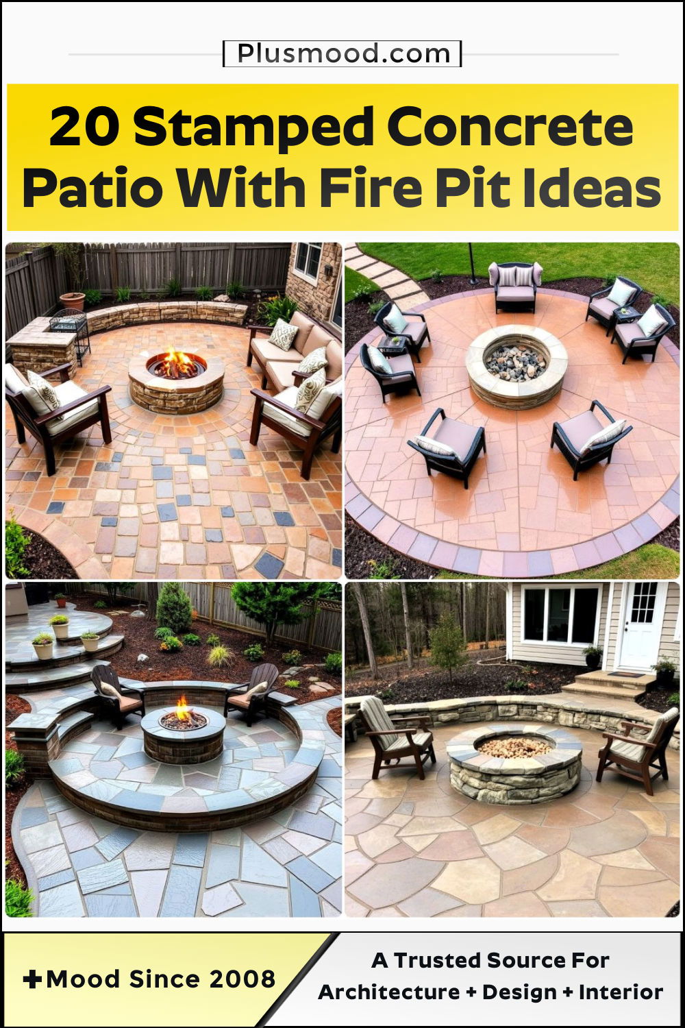 best stamped concrete patio with fire pit ideas