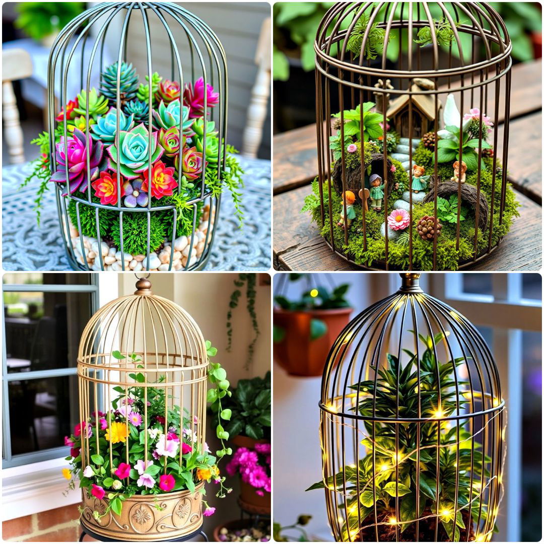 bird cage planter ideas