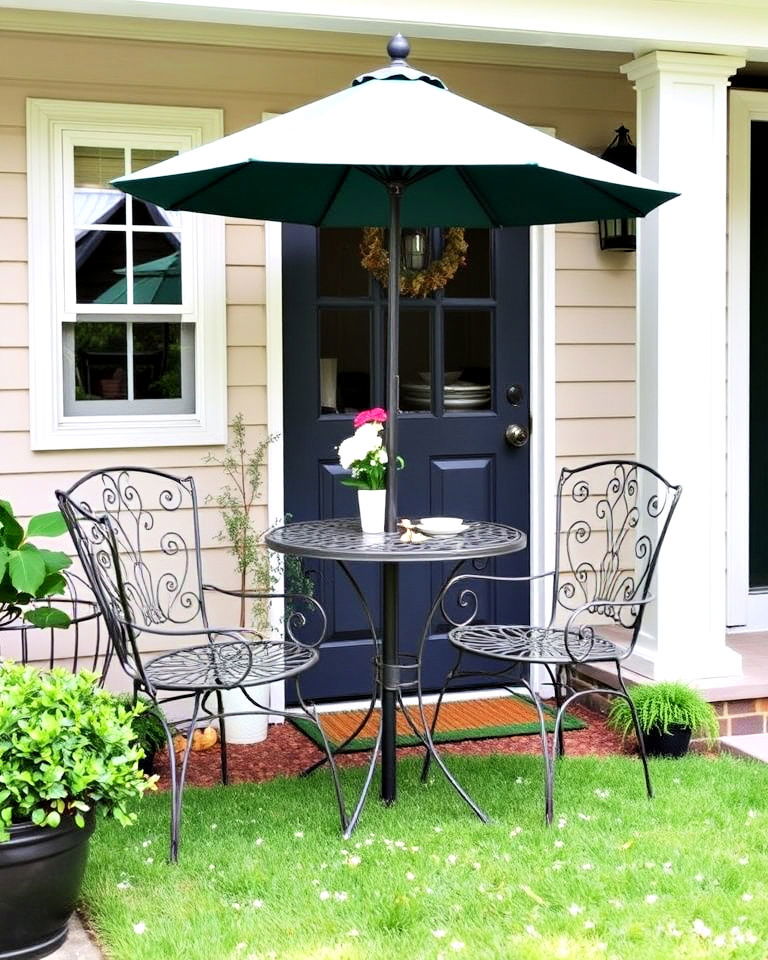 bistro table and chairs for small spaces - 25 Front Yard Sitting Area Ideas