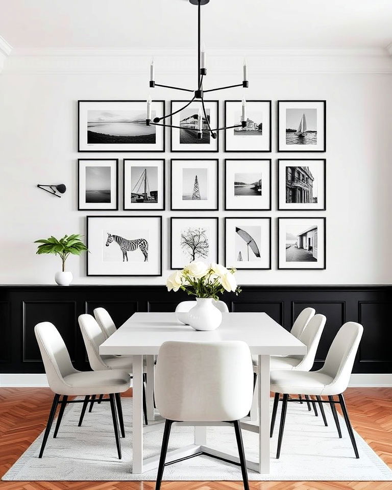 black and white collection dining room - 15 Dining Room Gallery Wall Ideas