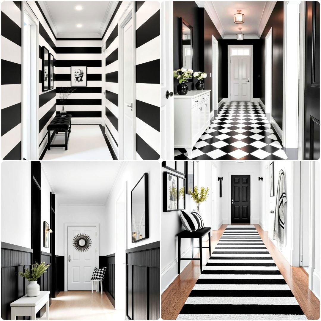 black and white hallway design ideas