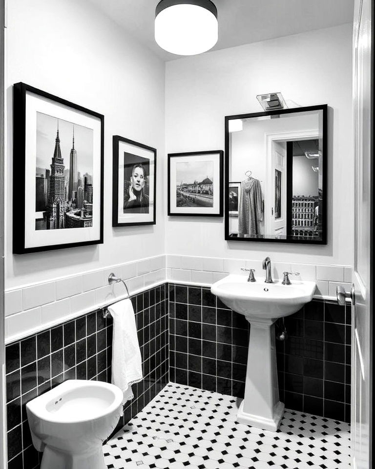 black and white photography for bathroom decor - 25 1950s Bathroom Ideas