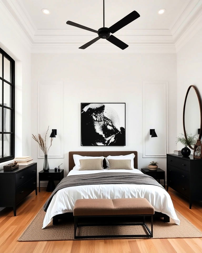 black and white with brown bedroom - 25 Colors That Go With Brown for Any Room