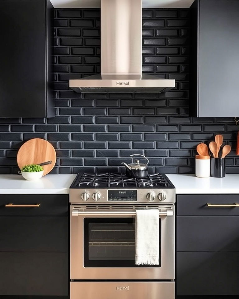 black brick kitchen backsplash - 25 Kitchen With Brick Backsplash Ideas