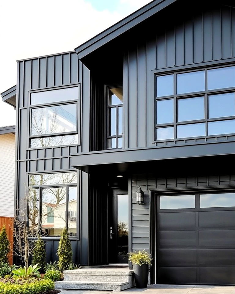 black metal cladding for an industrial inspired exterior - 30 Modern Black Houses