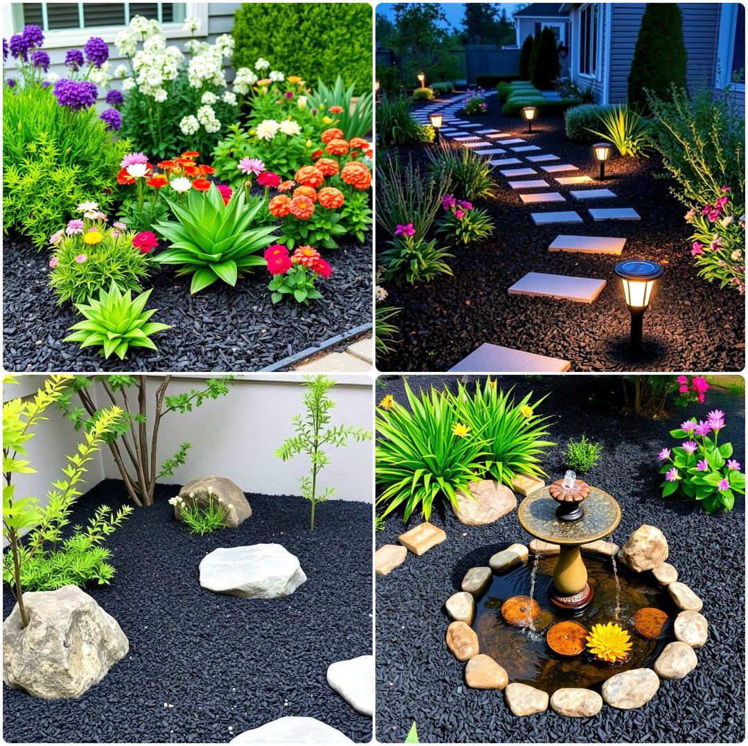 black mulch landscaping ideas