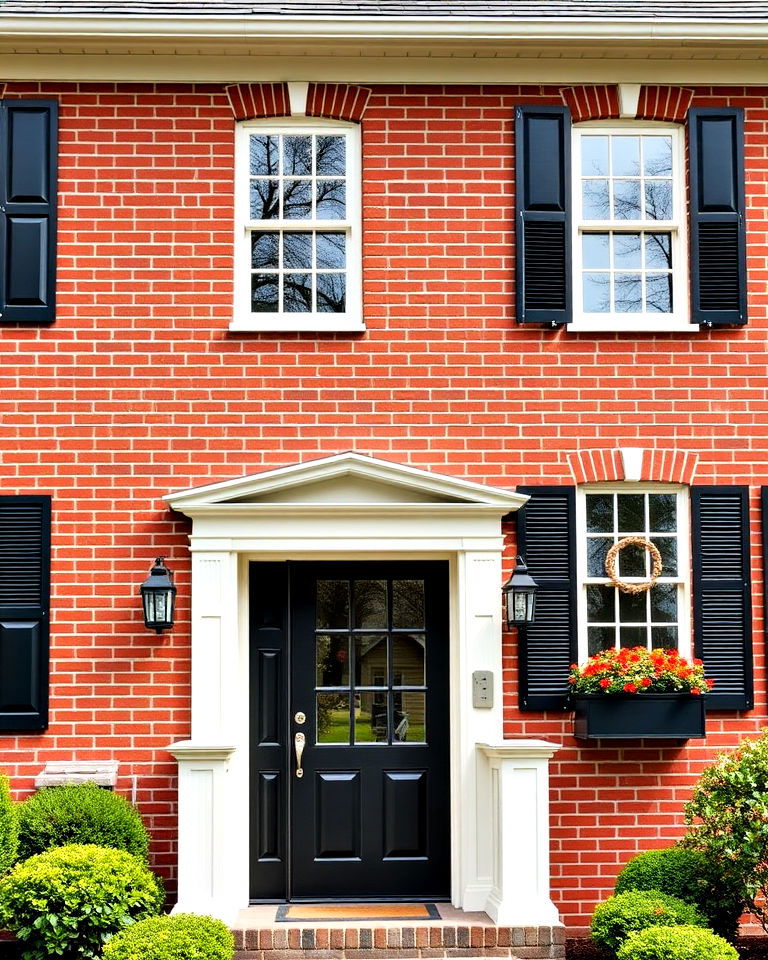 black shutters on red brick homes - 20 Red Brick House with Black Trim Design Ideas