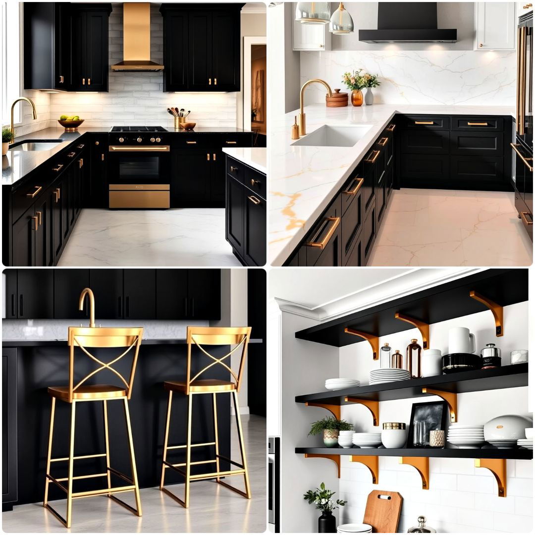 20 Black White and Gold Kitchen Ideas For Modern Luxury
