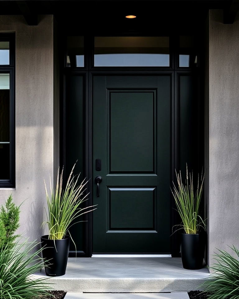 blackened green for a bold statement - 15 Dark Green Front Door Ideas