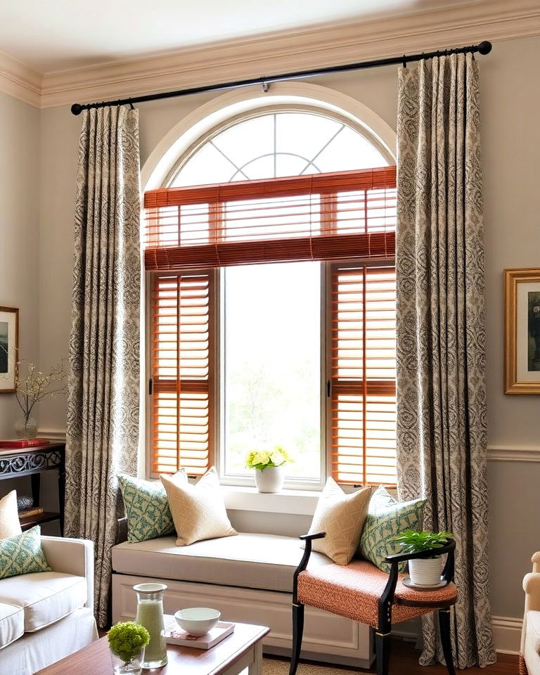 blinds with curtains for a versatile option - 30 Bay Window Treatment Ideas