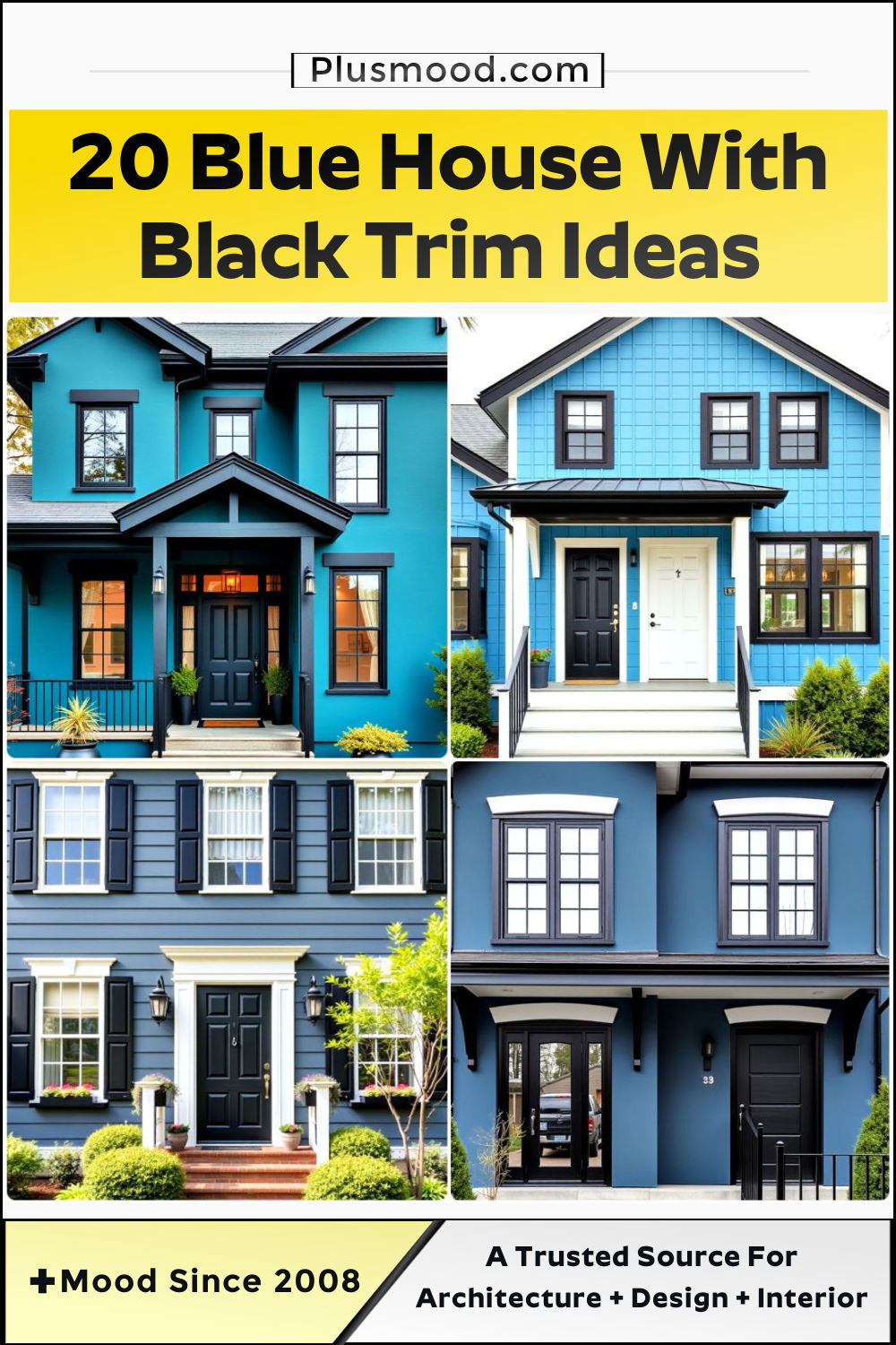blue house with black trim ideas