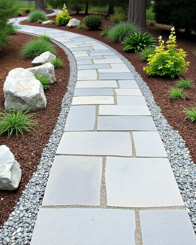 bluestone and gravel combination walkway - 20 Bluestone Walkway Ideas