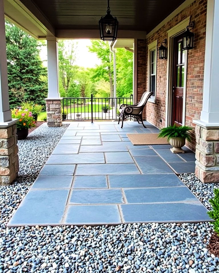 bluestone with gravel surround - 15 Bluestone Front Porch Ideas