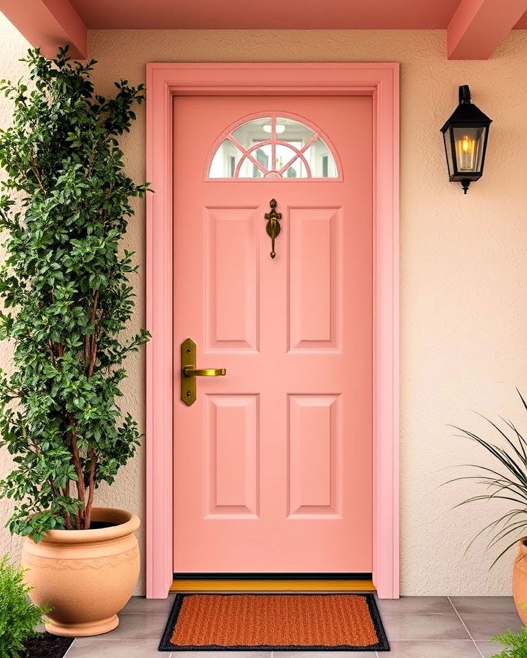 blush pink front door color - 25 Mid Century Front Door Colors