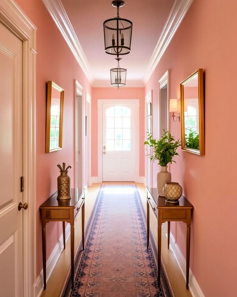 blush pink hallway paint for subtle charm - 25 Hallway Paint Colors