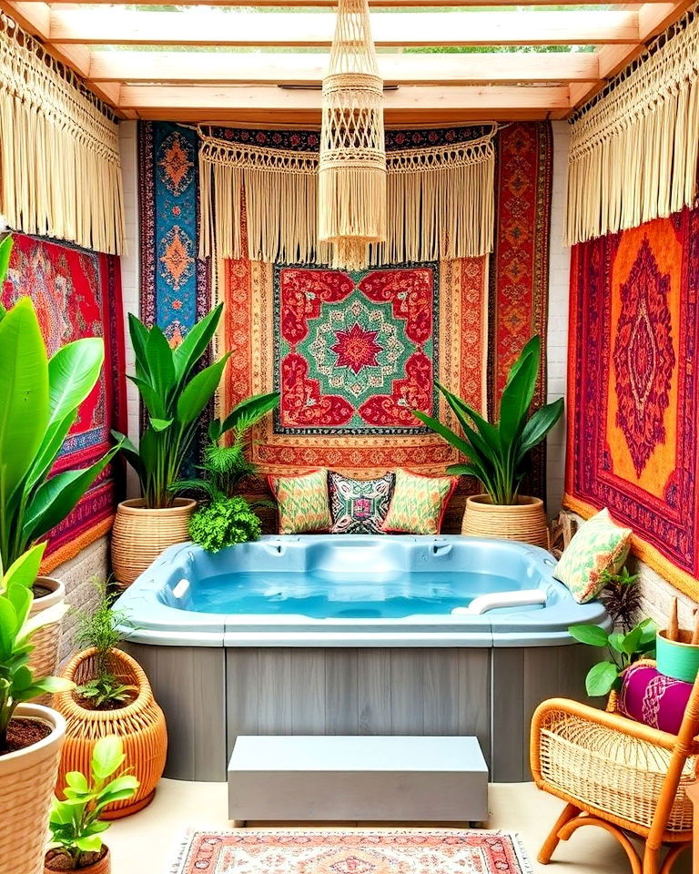 bohemian style hot tub room - 15 Hot Tub Room Ideas