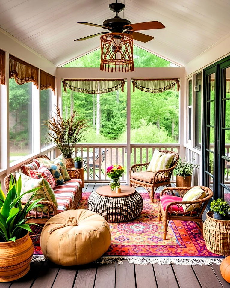 bohemian themed screened in deck - 25 Screened-in Deck Ideas