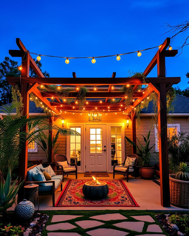boho inspired lighting for a boho house exterior - 20 Boho House Exterior Ideas