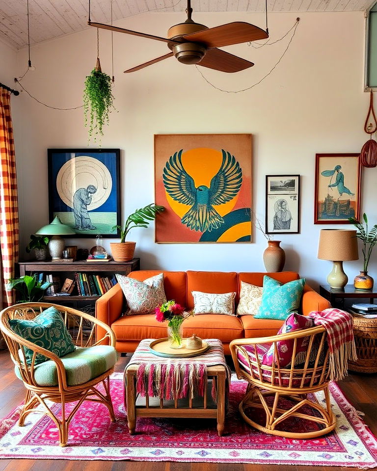 boho interior with vintage and thrifted accents - 25 Bohemian Eclectic Interior Design Ideas