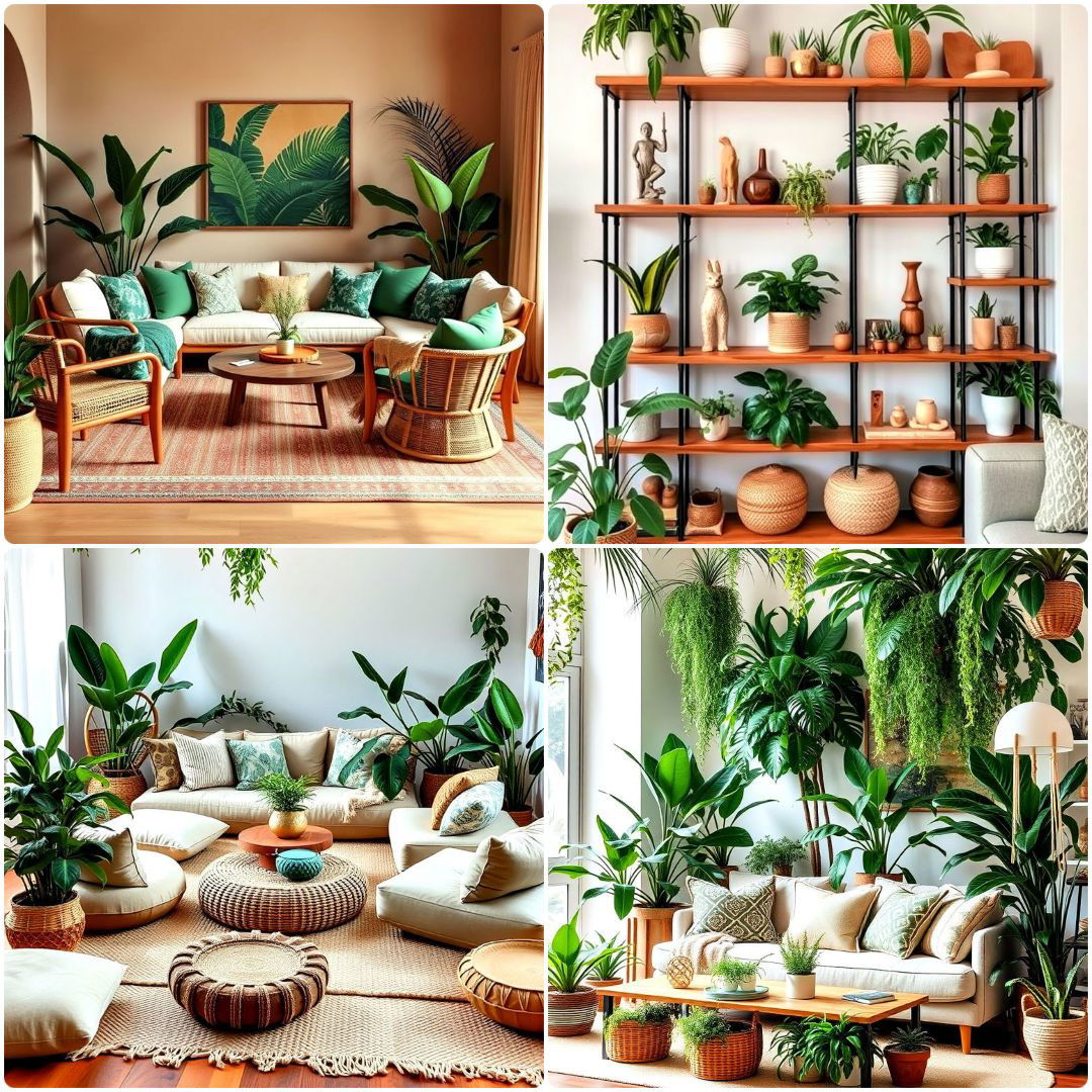 15 Boho Jungle Living Room Ideas With Plants And Textiles