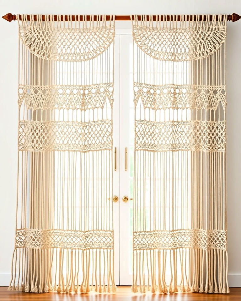 boho macrame curtain panels - 15 Boho Curtain Ideas