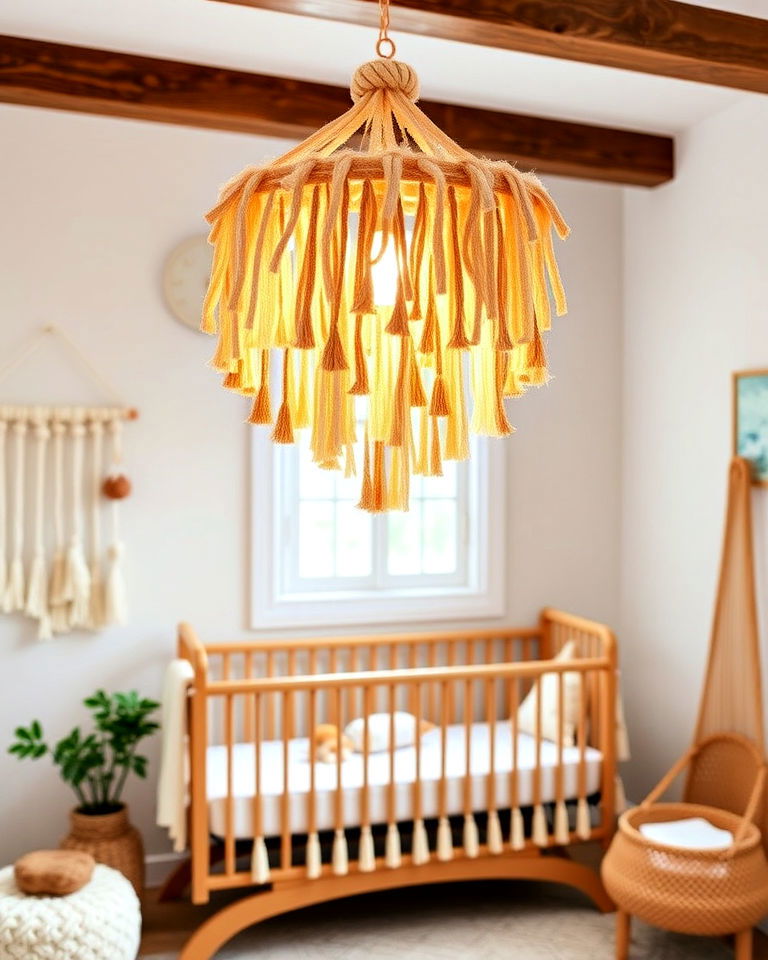 boho tassel nursery chandelier - 15 Nursery Chandelier Ideas