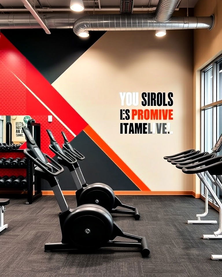 bold accent walls for motivation - 25 Gym Interior Design Ideas