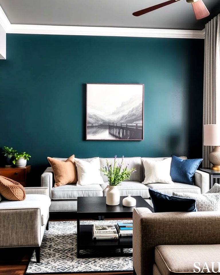 bold accent walls transitional interior - 25 Transitional Interior Design Ideas