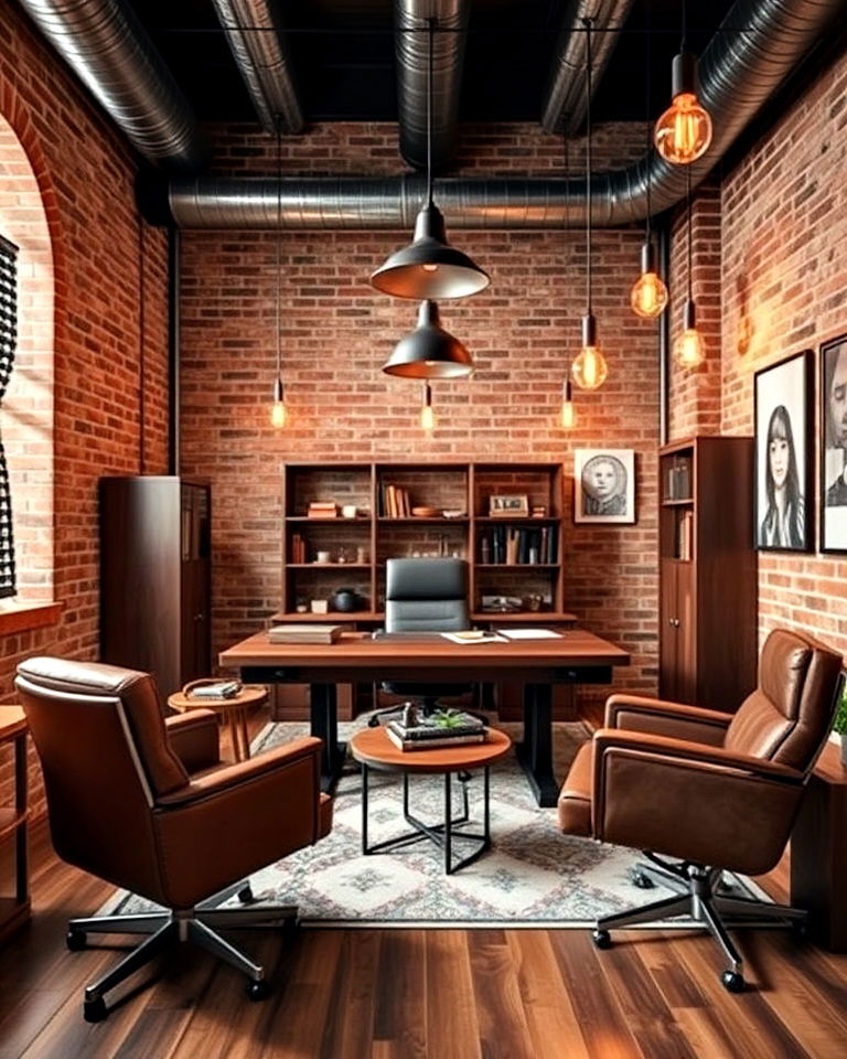 bold and edgy vibe with industrial style office decor - 25 Ceo Office Design Ideas