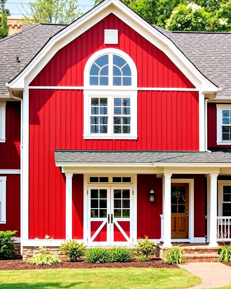 bold barn red siding with white trim - 30 House Siding Colors