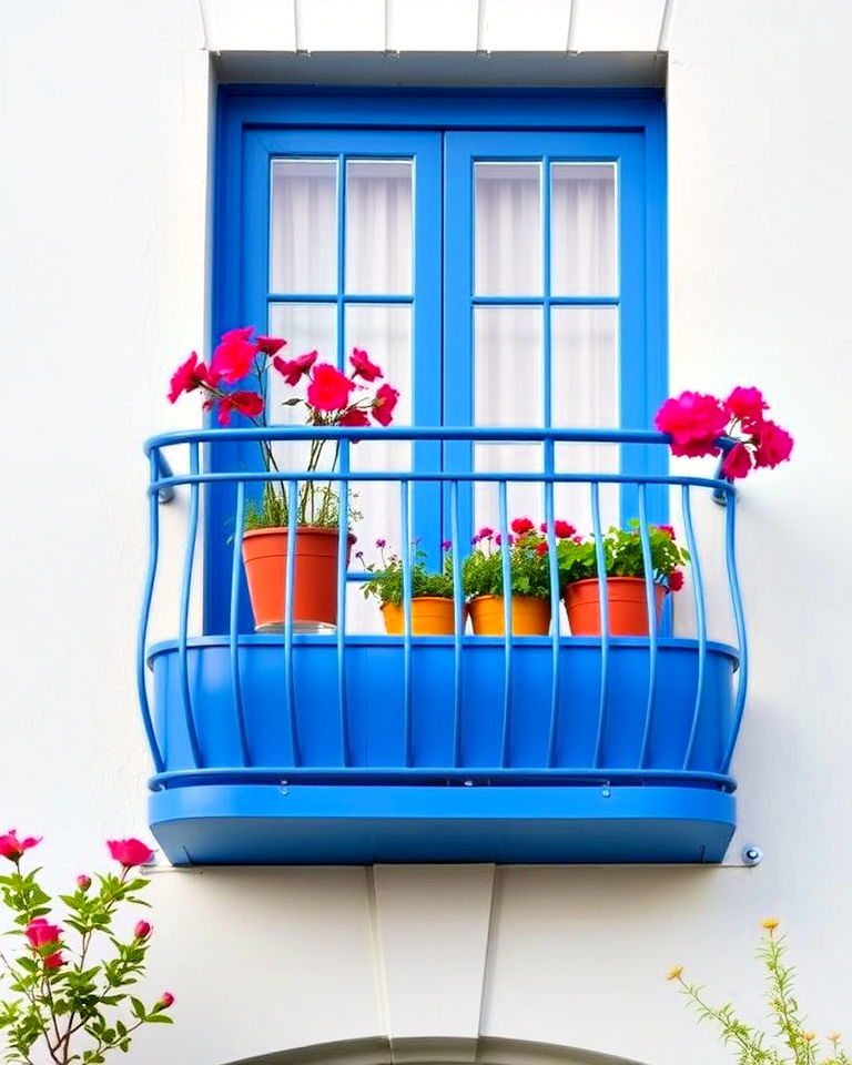 bold colored balcony for a modern pop - 20 Juliet Balcony Ideas