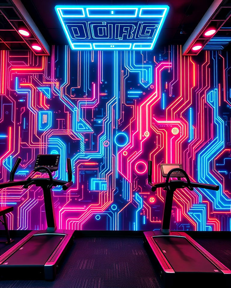 bold geometric patterns mural - 15 Gym Murals