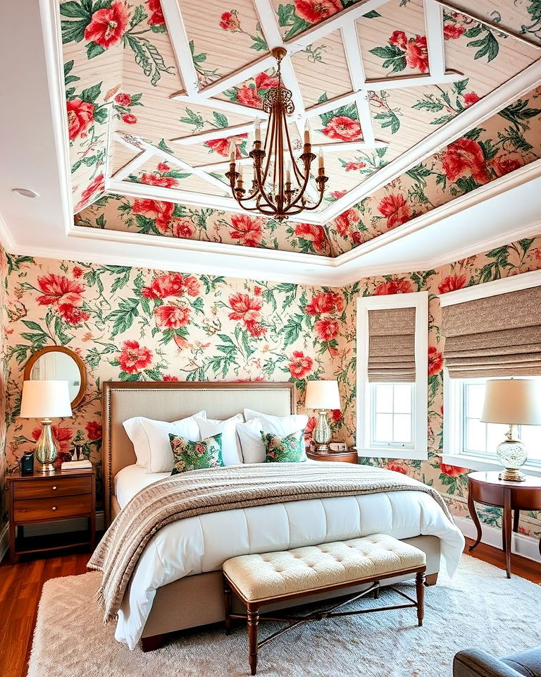 bold wallpaper with vibrant patterns for any room - 20 Reverse Tray Ceiling Idea