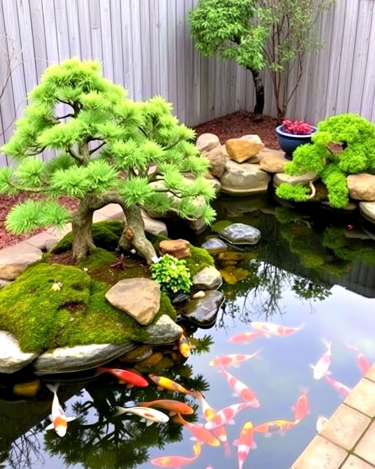 bonsai and koi pond combination - 15 Bonsai Garden Ideas