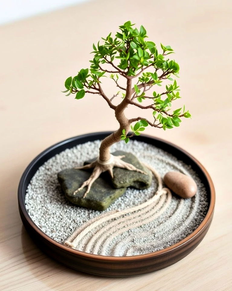 bonsai inspired zen tray or small table - 15 Small Zen Garden Ideas