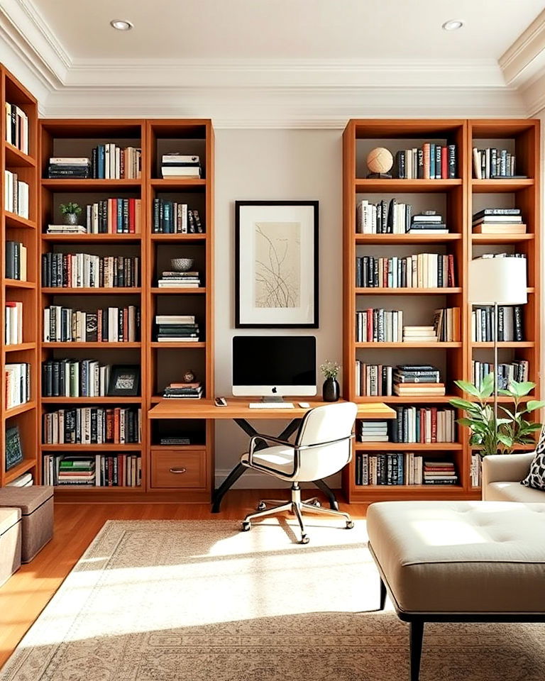 bookcase room dividers home office library - 25 Home Office Library Ideas