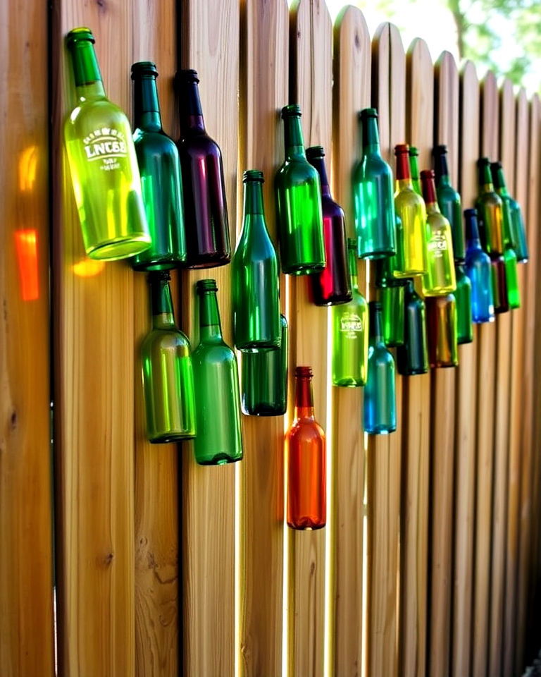 bottle fence display art - 20 Fence Art Ideas