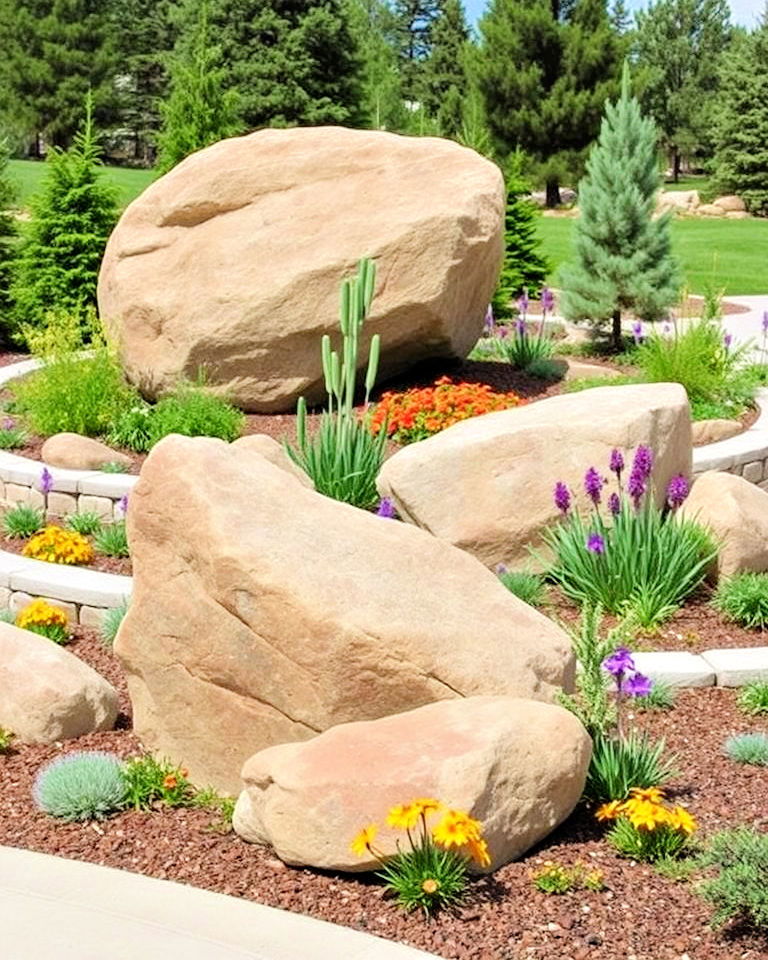 boulder accents in garden beds - 25 Colorado Landscaping Ideas
