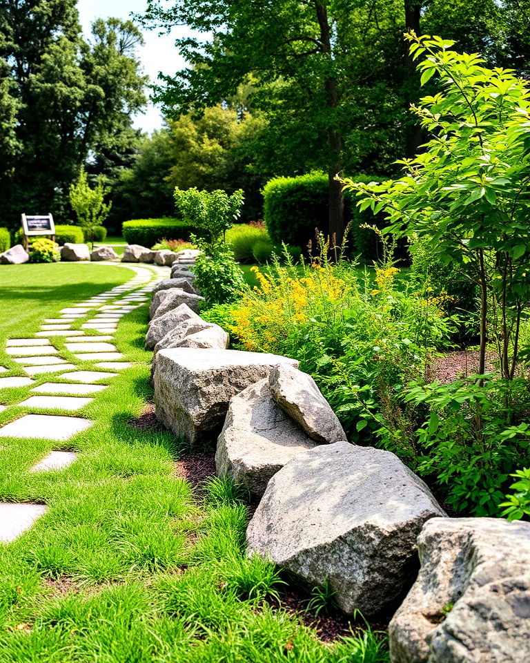 boulder garden edging for a dramatic effect - 25 Stone Garden Edging Ideas