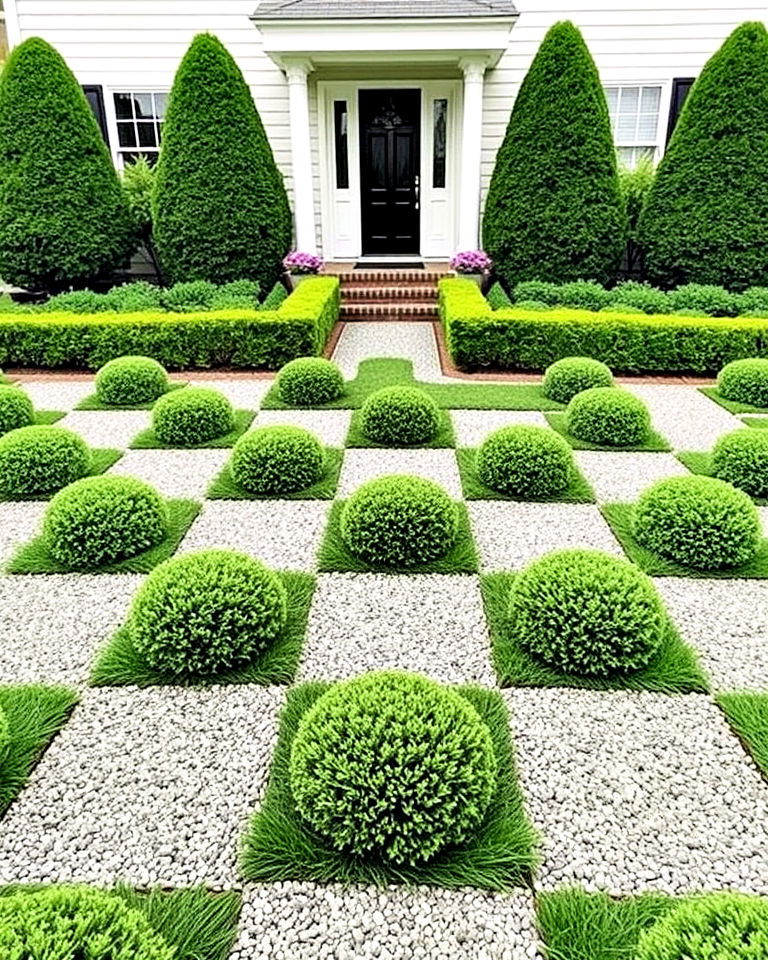 boxwood checkerboard layouts - 20 Front Yard Boxwood Designs