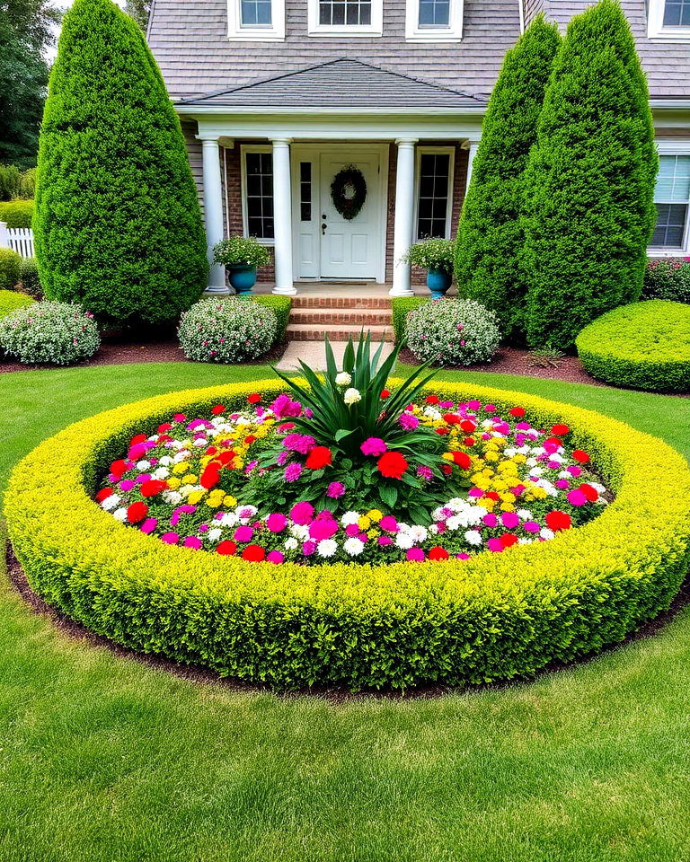 boxwood flower bed island - 20 Front Yard Boxwood Designs