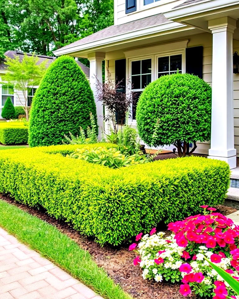 boxwood front yard accent corners - 15 Front Yard Boxwood Shrubs