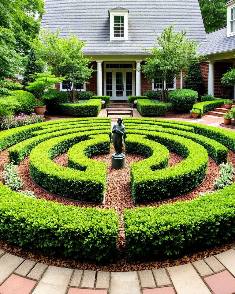 boxwood labyrinths for larger front yard - 20 Front Yard Boxwood Designs