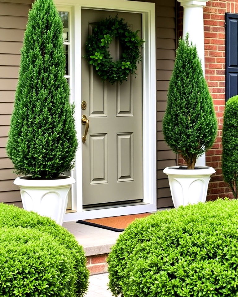 boxwood planters for entryway - 20 Front Yard Boxwood Designs