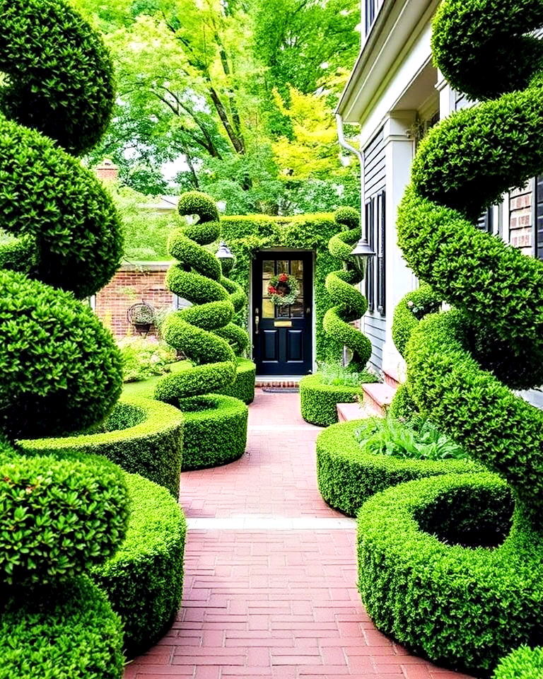 boxwood spiral path borders - 15 Front Yard Boxwood Shrubs